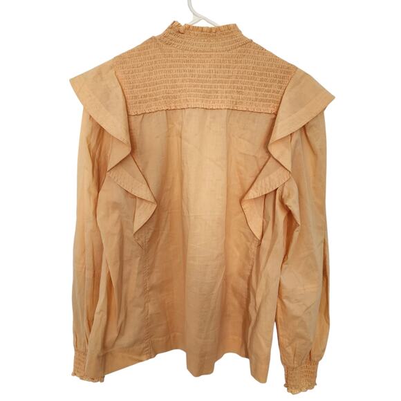 A.L.C. Jillian Top In Orange Peach 8 Victorian‎ Peasant Retro Cottagecore Office - Picture 2 of 8